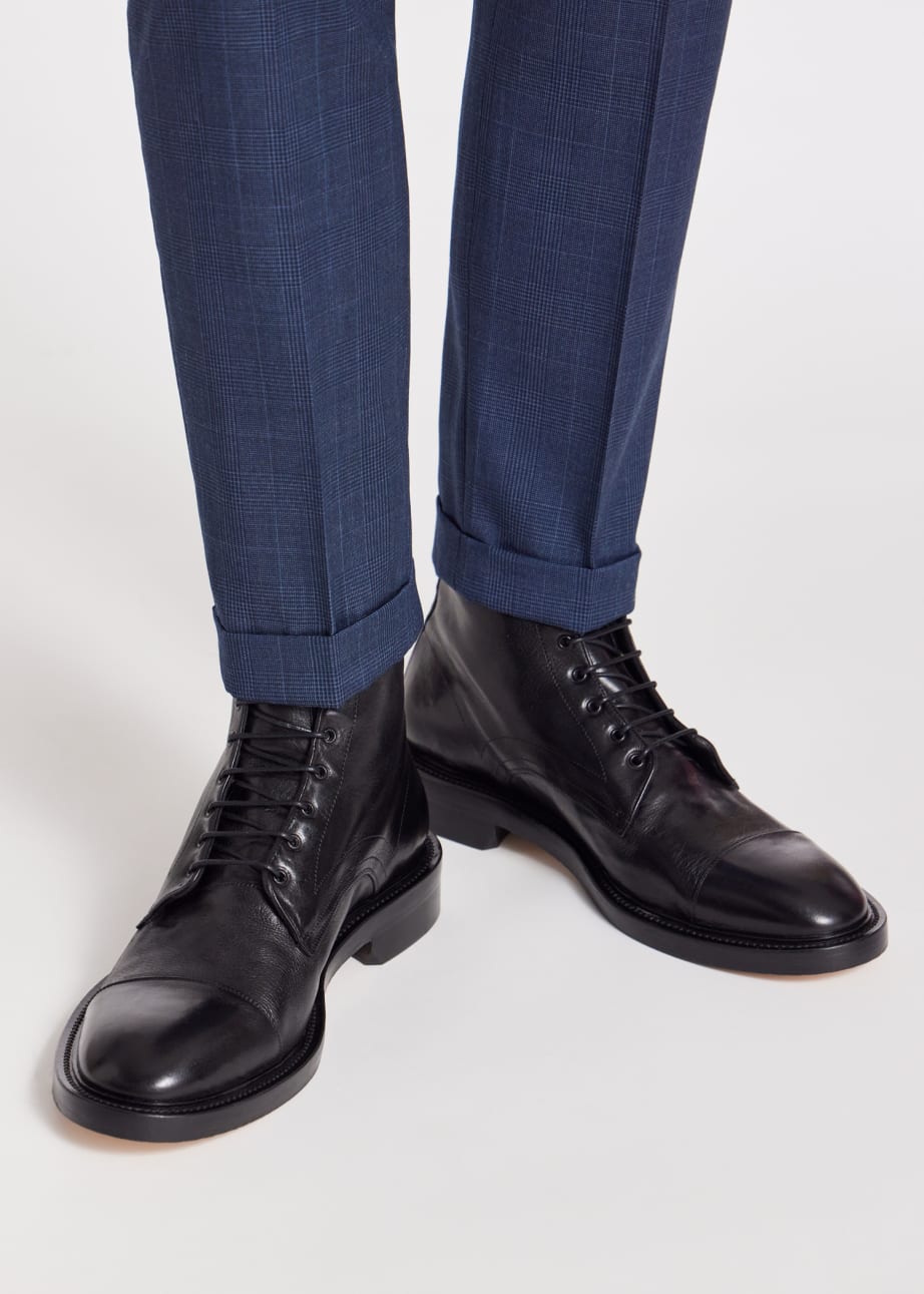 Model View - Black Leather 'Newland' Boots Paul Smith