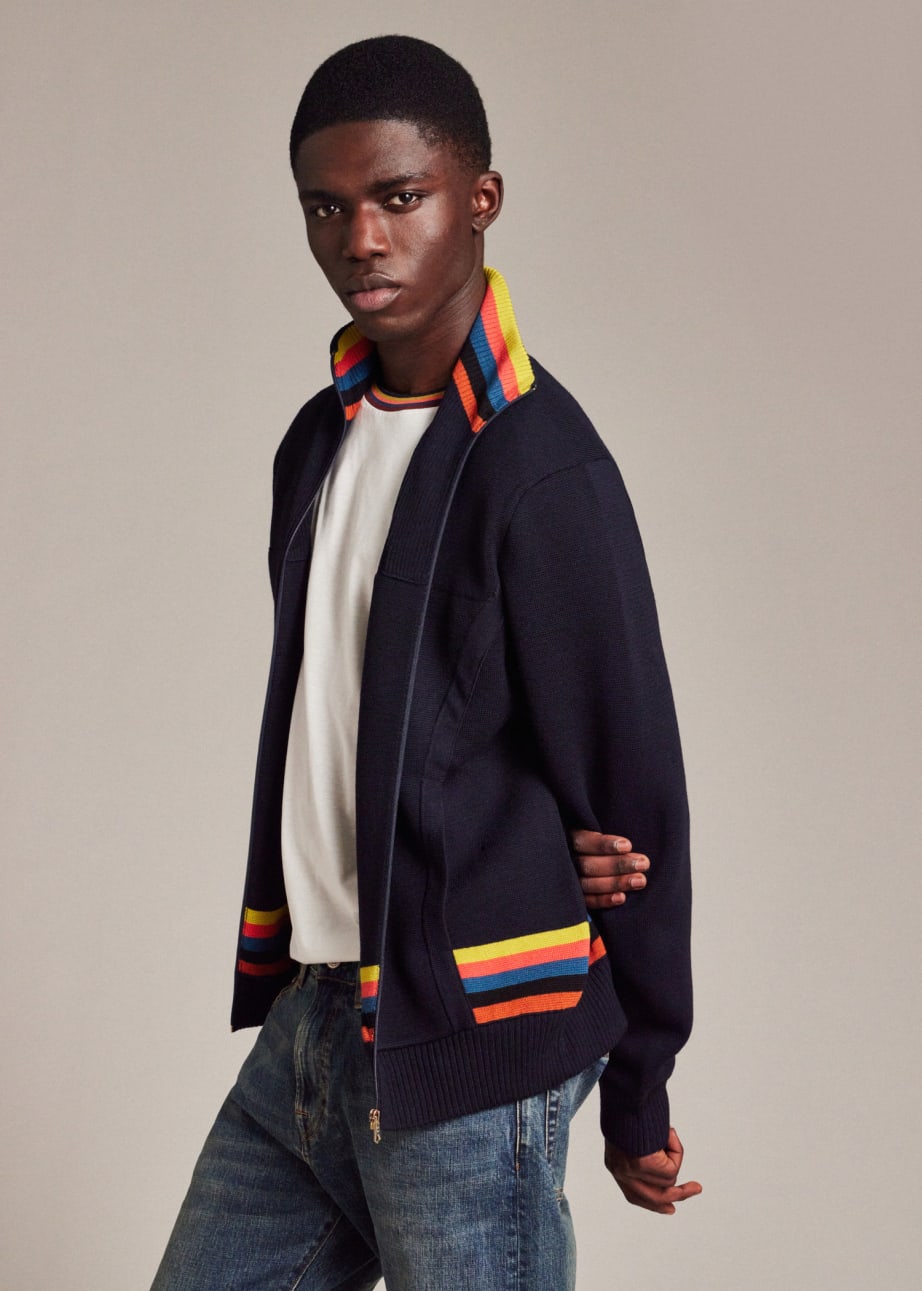 Model View - Artist Stripe' Wool Bomber Jacket Paul Smith 