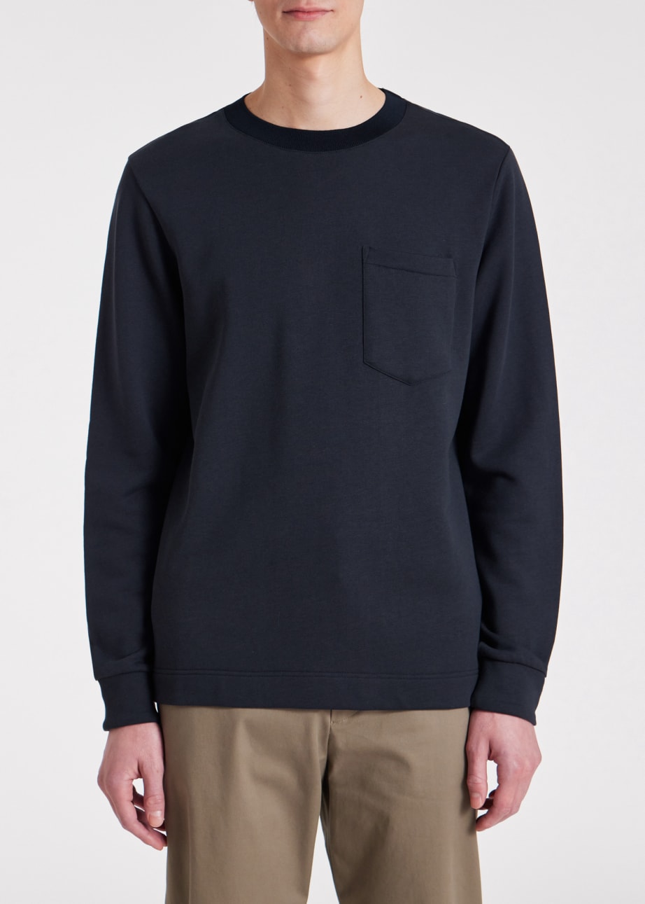 Model View - Navy Cotton-Lyocell Sweatshirt Paul Smith