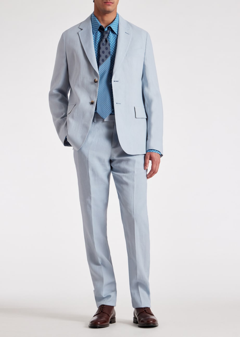Model View - Light Blue Linen Trousers by Paul Smith