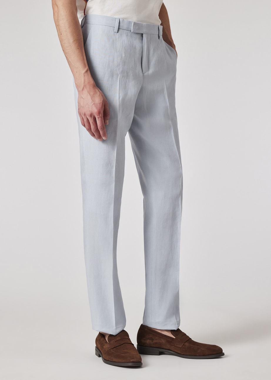 Model View - Light Blue Linen Trousers by Paul Smith