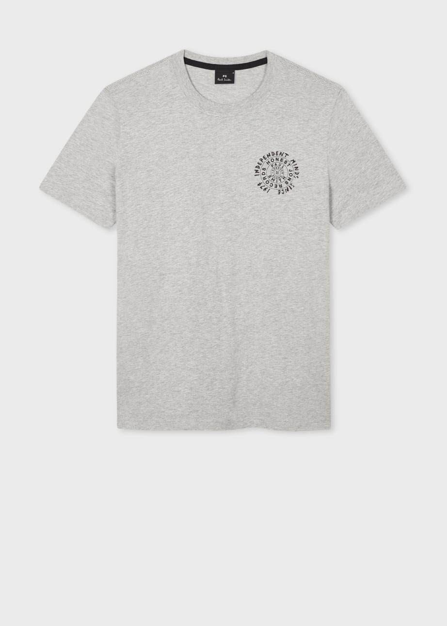Product view - Grey Marl 'Honest Jon's Records' Print T-Shirt Paul Smith
