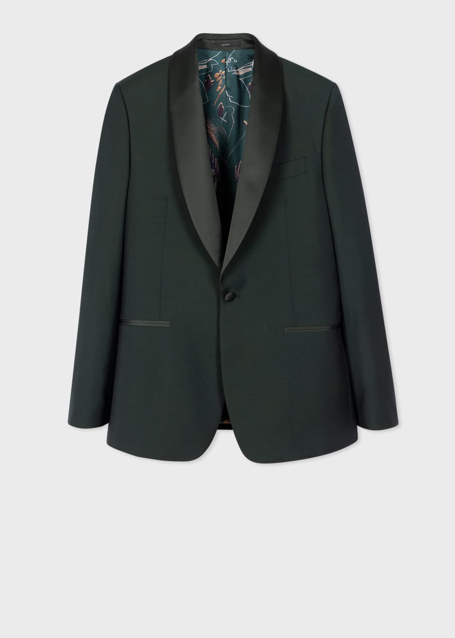 Front view - Tailored-Fit Dark Green Wool-Mohair Evening Blazer Paul Smith