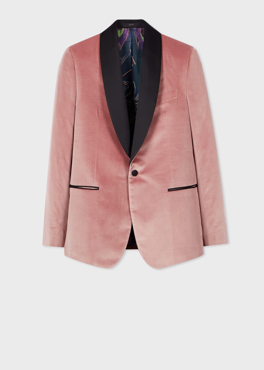 Product view - Tailored-Fit Dusty Pink Velvet Evening Blazer Paul Smith