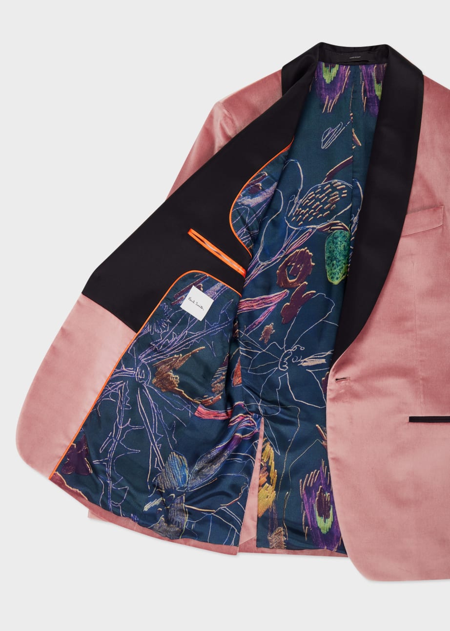 Product view - Tailored-Fit Dusty Pink Velvet Evening Blazer Paul Smith