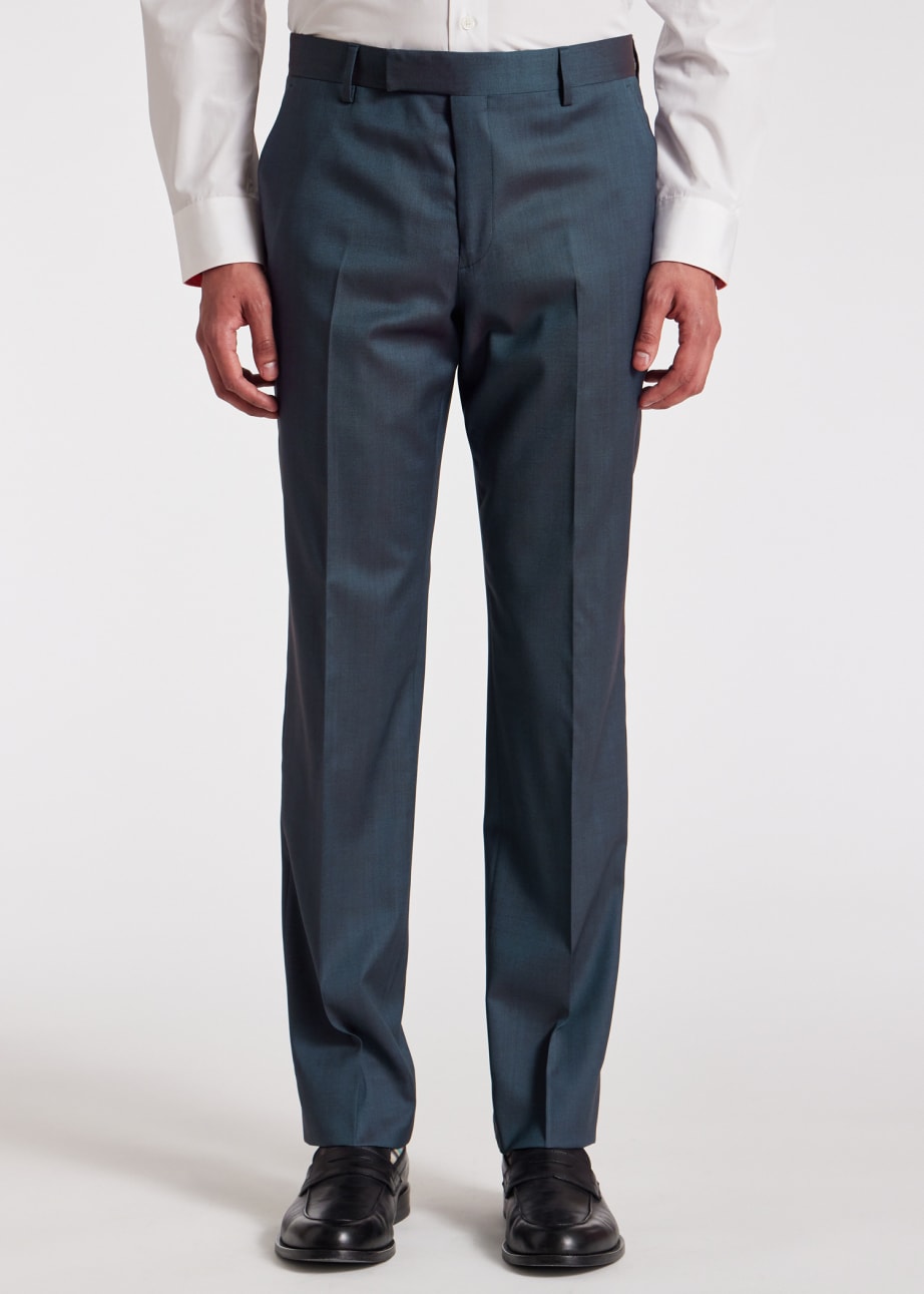 Model View - Slate Blue Wool Trousers Paul Smith