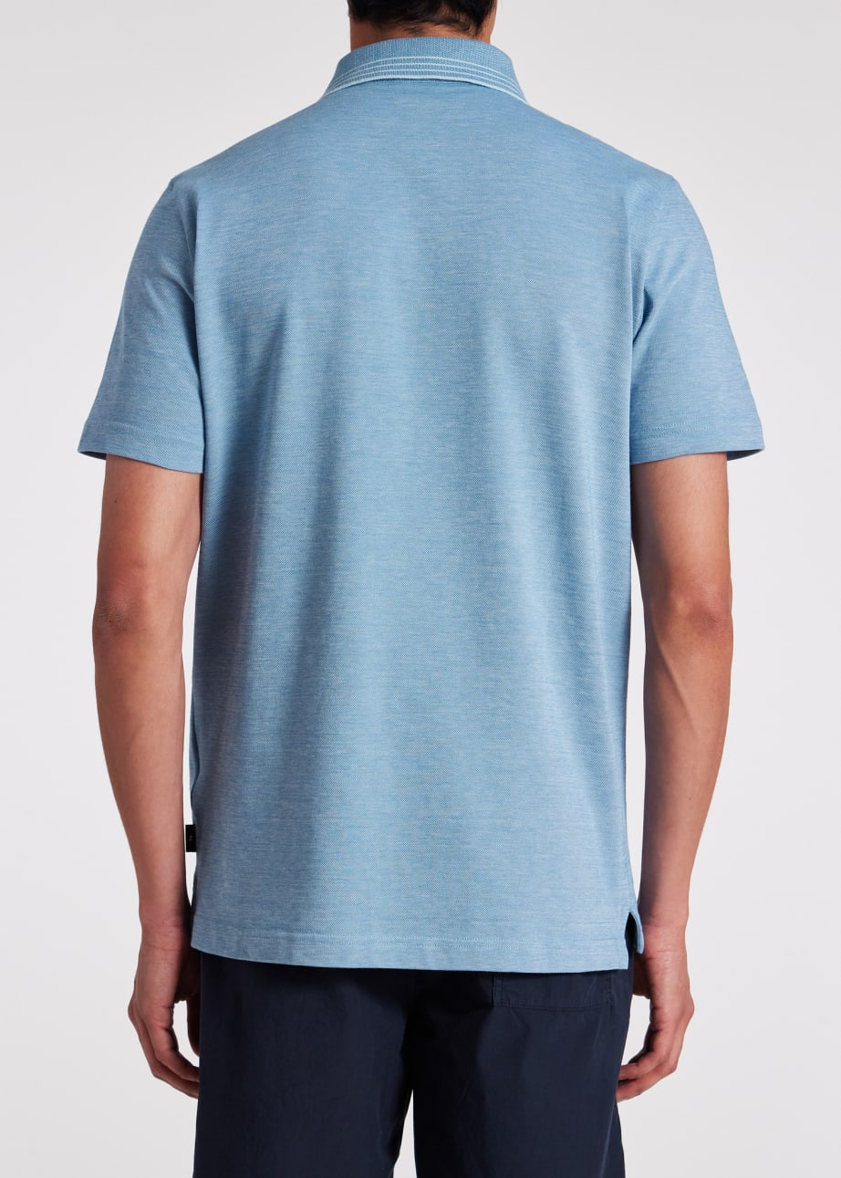 Model View - Powder Blue Jacquard Cotton Polo Shirt Paul Smith