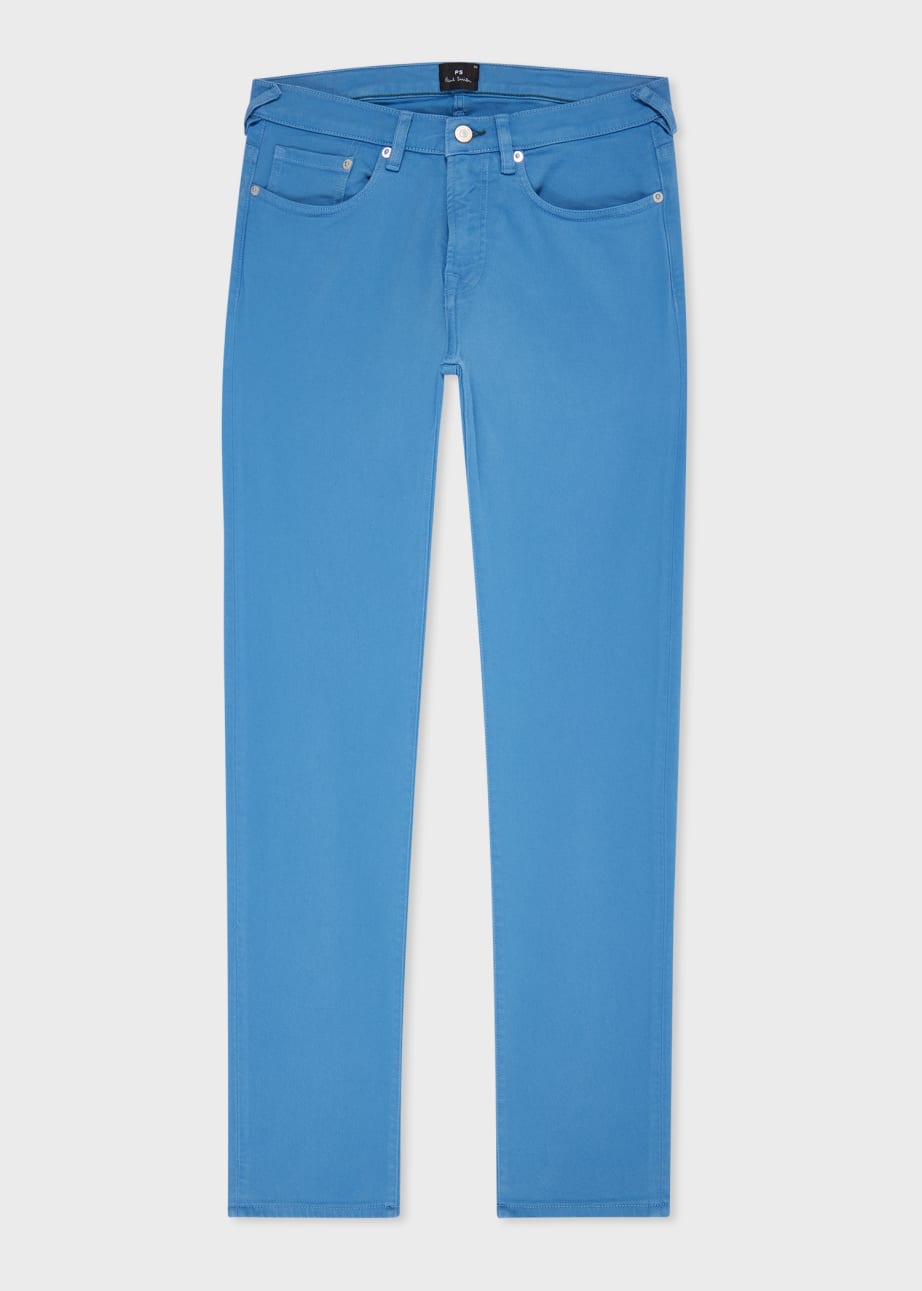 Product view - Tapered-Fit Bright Blue Garment-Dyed Organic Cotton-Stretch Jeans Paul Smith