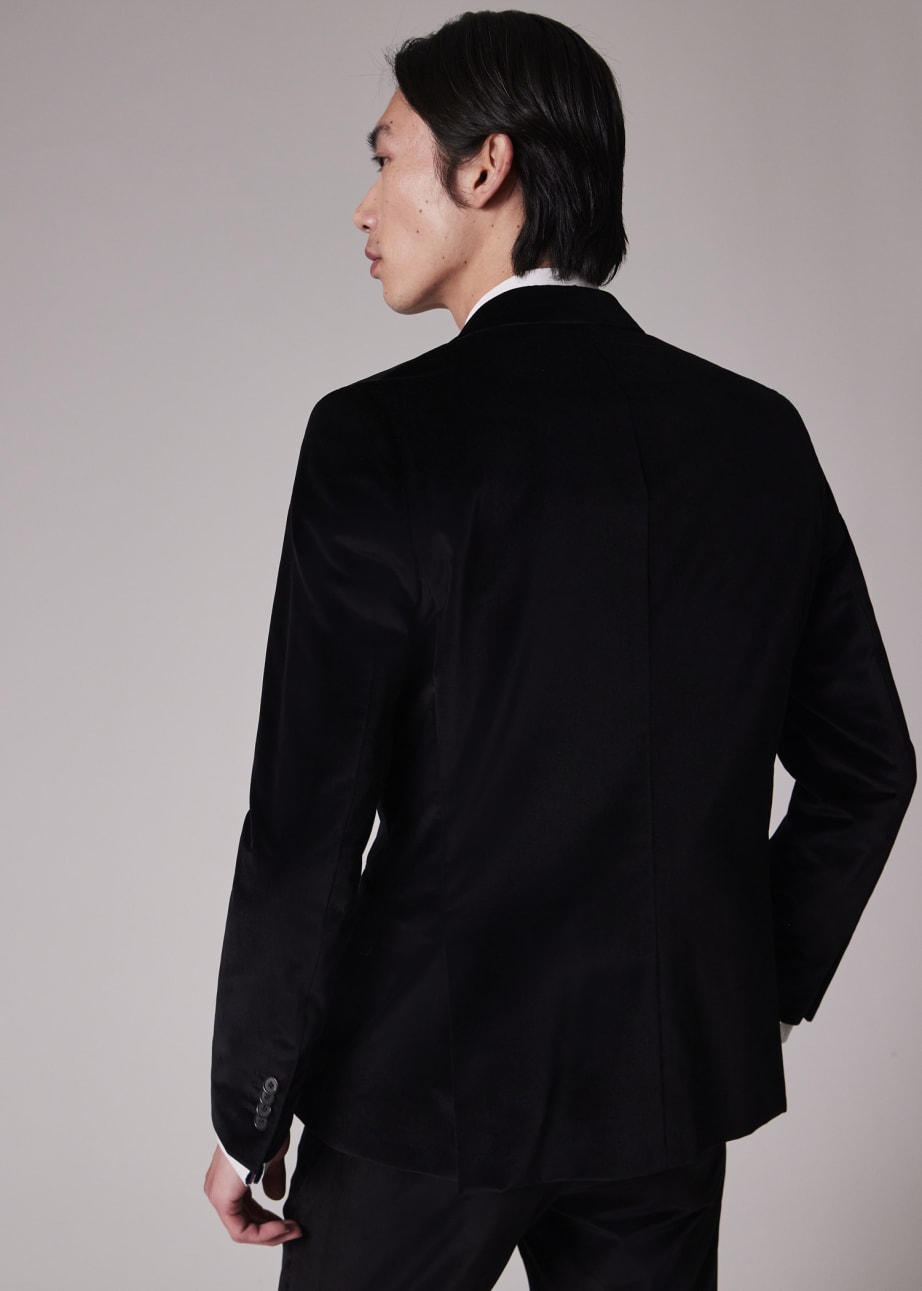 Model View - Men's The Soho - Tailored-Fit Black Velvet Blazer by Paul Smith