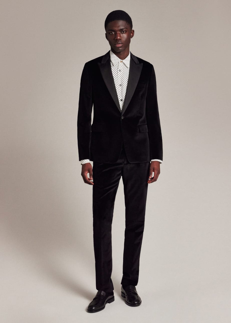 Model View - Tailored-Fit Black Velvet Evening Suit Paul Smith