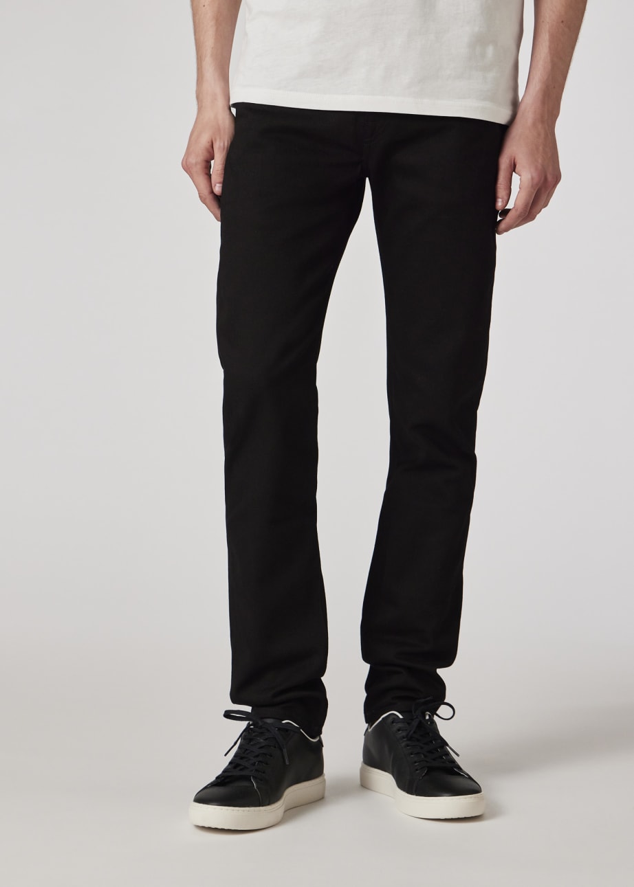 Model View - Slim-Fit Black 'Organic Stretch' Jeans Paul Smith