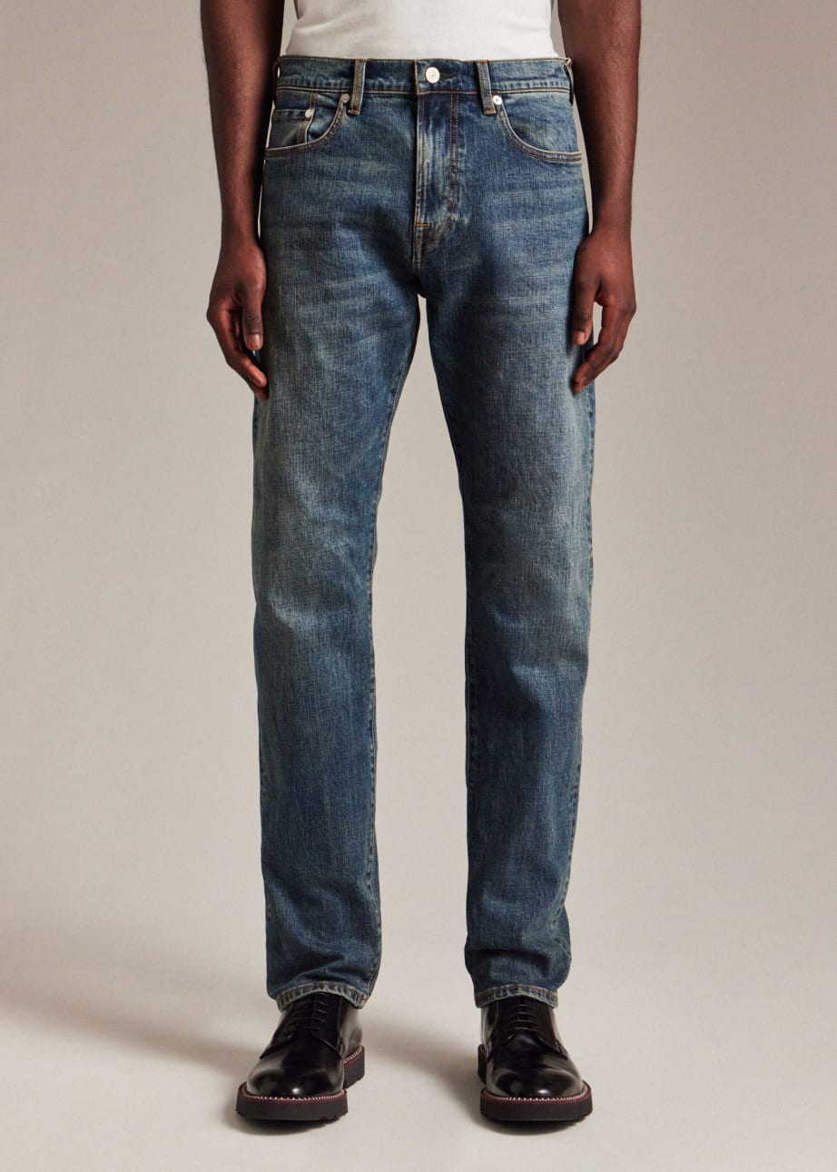 Men's Tapered-Fit 'Crosshatch' Blue-Rinse Jeans