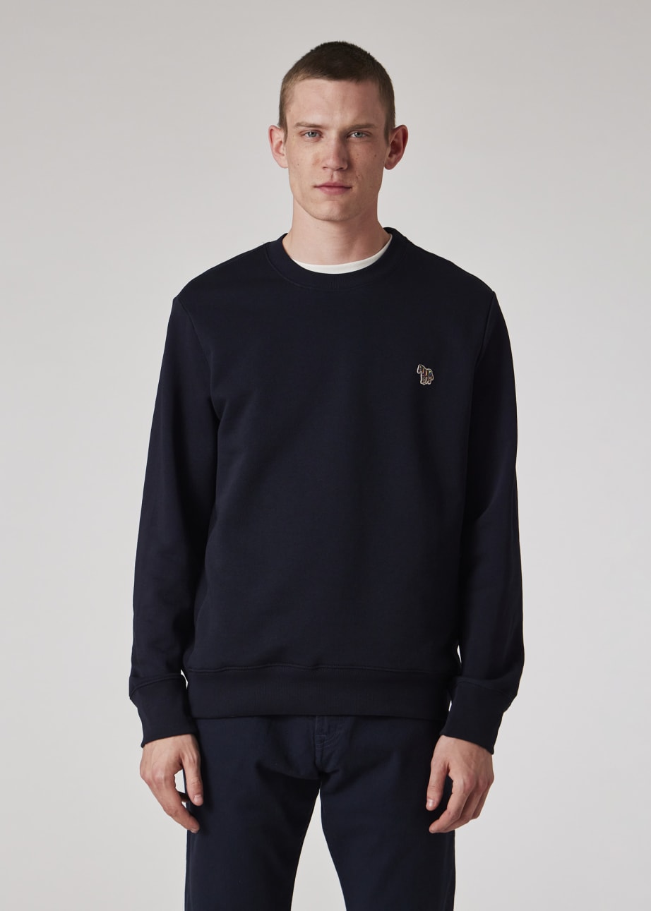 Model View - Dark Navy Cotton Zebra Logo Sweatshirt Paul Smith