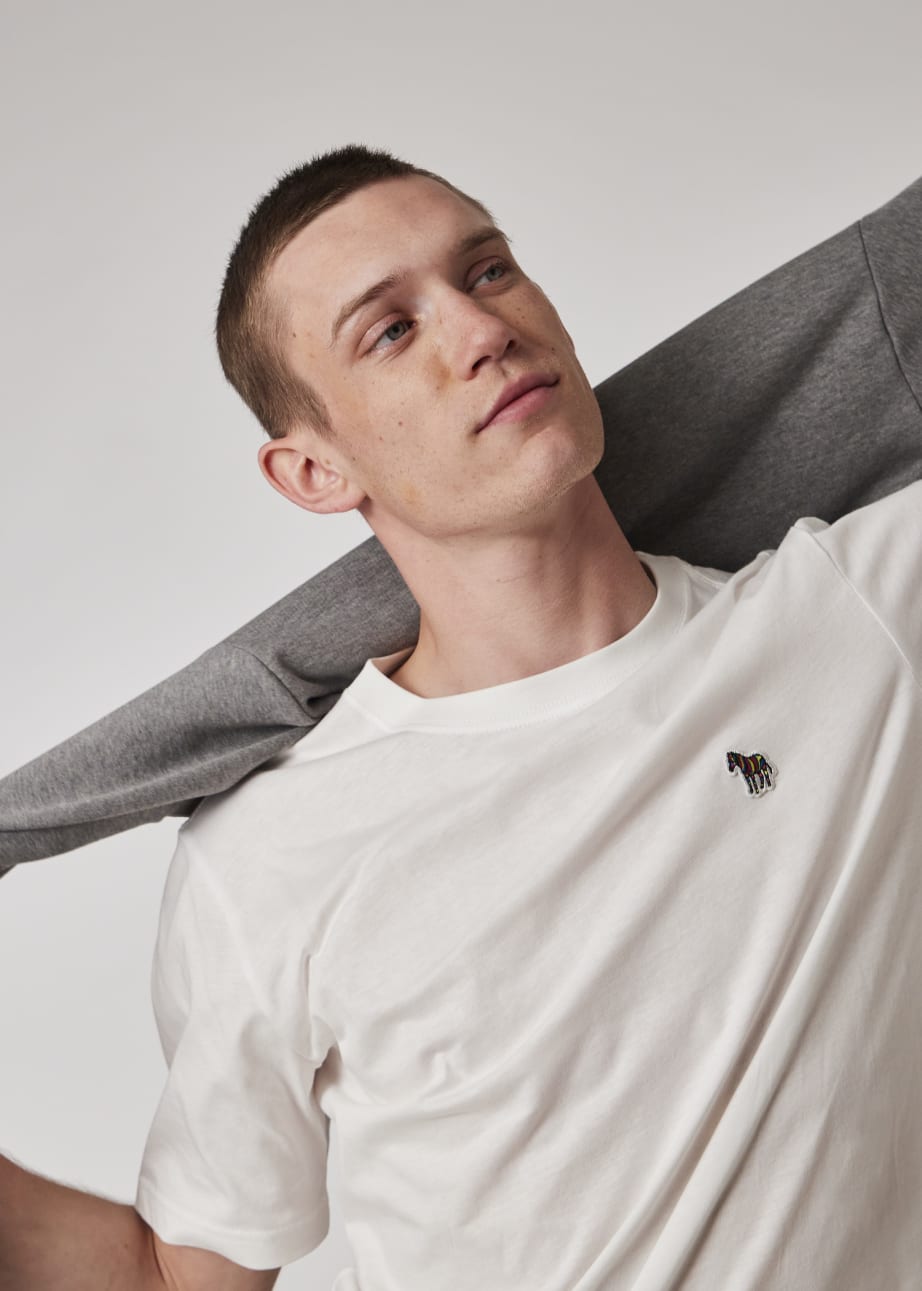 Model View - Grey Cotton Zebra Logo Sweatshirt Paul Smith