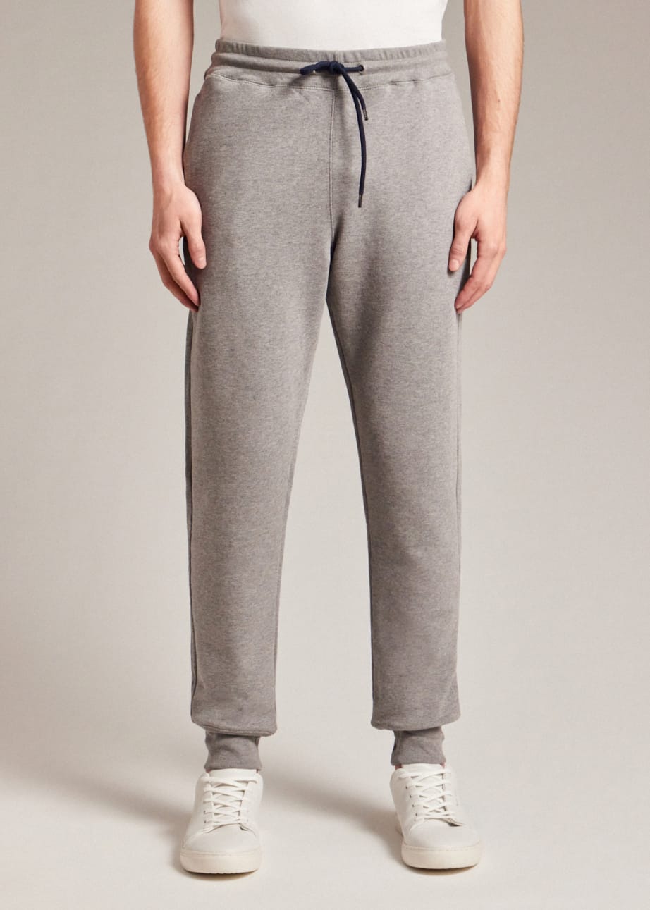 Model View - Tapered-Fit Grey Zebra Logo Cotton Sweatpants Paul Smith