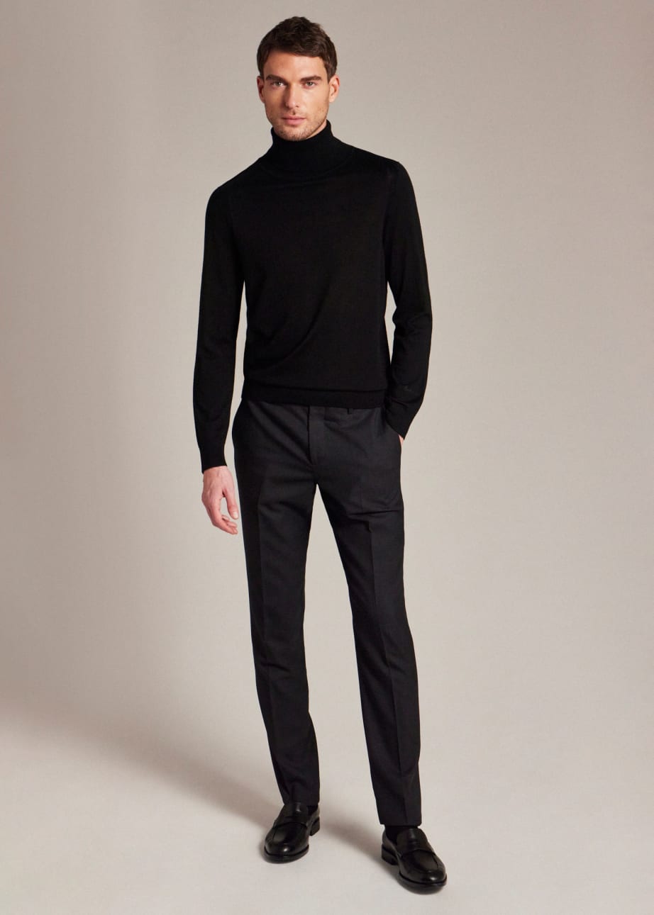 Model View - Black Merino Wool Roll Neck Sweater Paul Smith