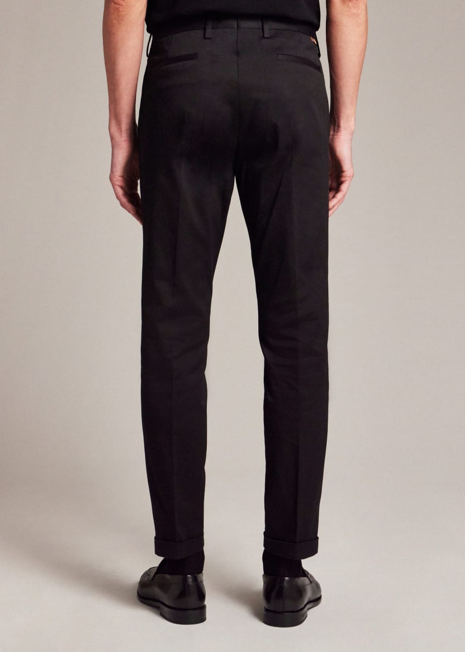 Men's Navy Flecked Wool-Tweed Wide Leg Trousers