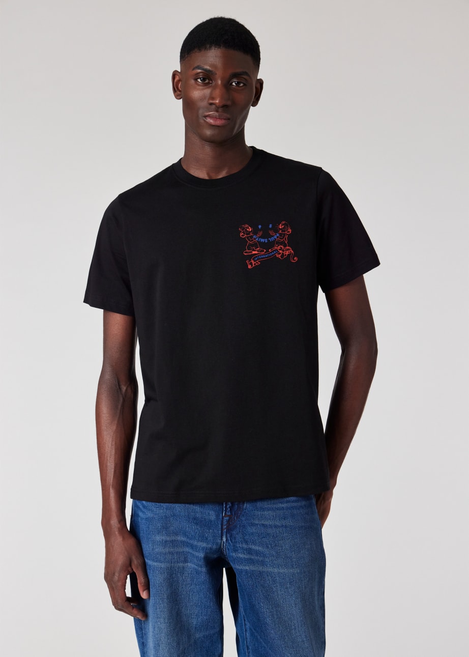 Model view - Black 'International' Print T-Shirt Paul Smith