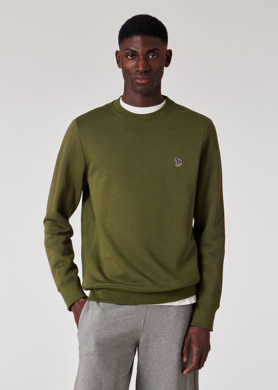 Model View - Khaki Zebra Logo Organic Cotton Sweatshirt Paul Smith