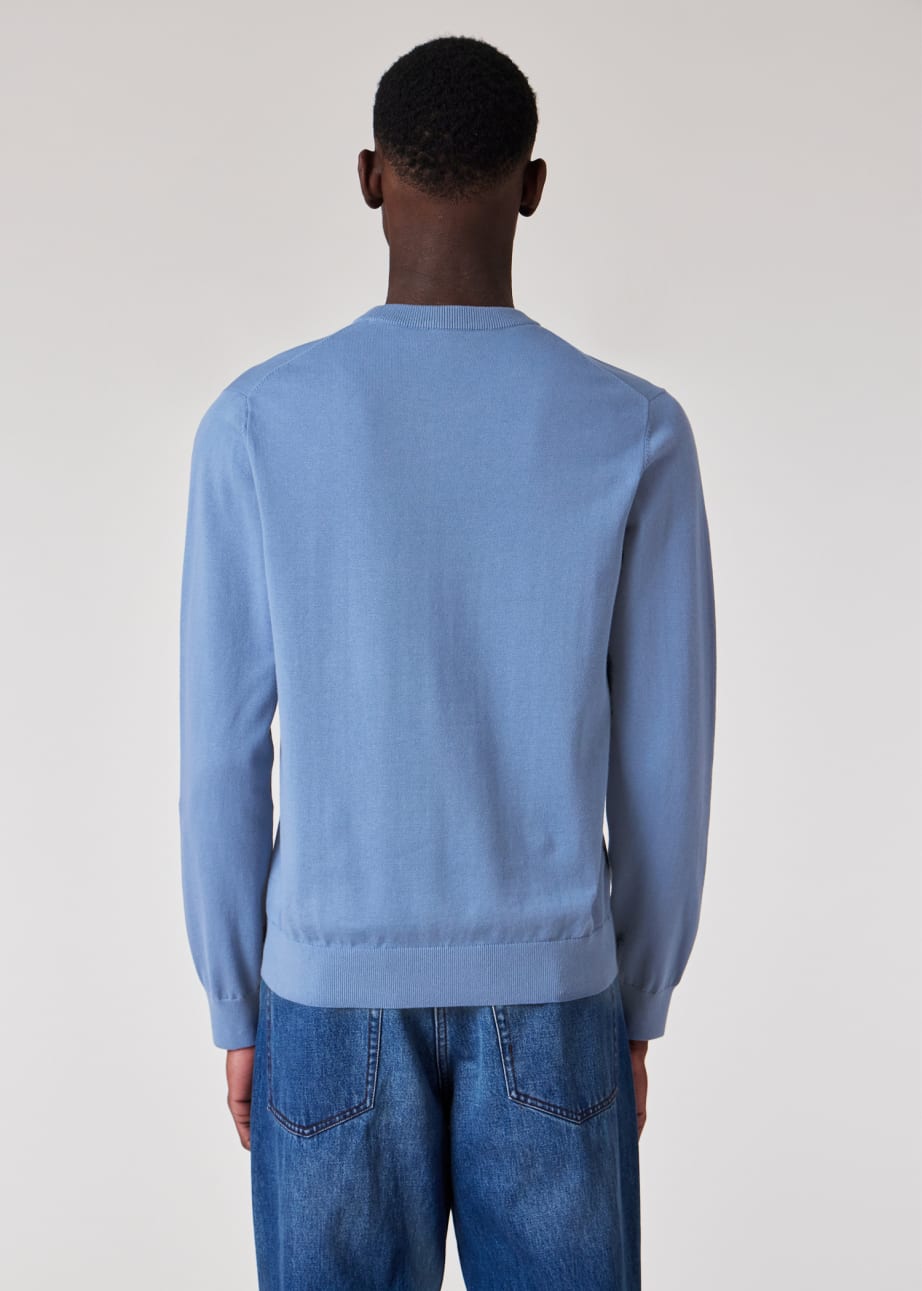 Model View - Light Blue Cotton Zebra Logo Sweater Paul Smith