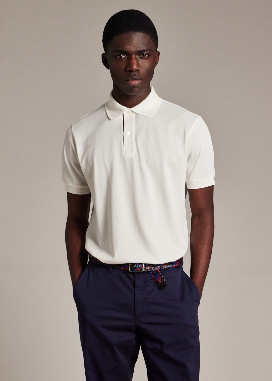 Model View - 'Artist Stripe' Placket Polo Shirt Paul Smith