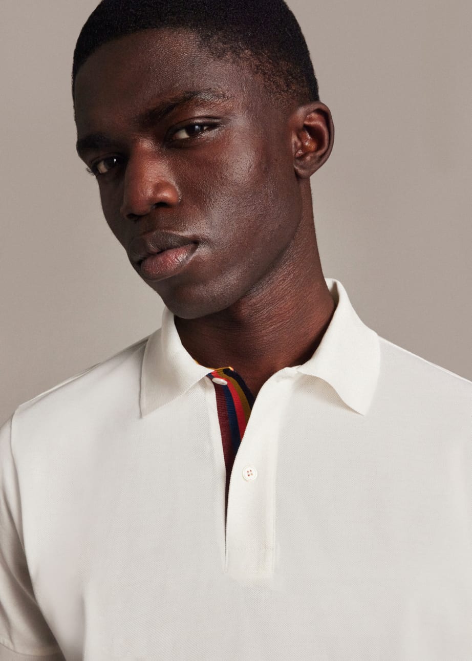 Model View - 'Artist Stripe' Placket Polo Shirt Paul Smith