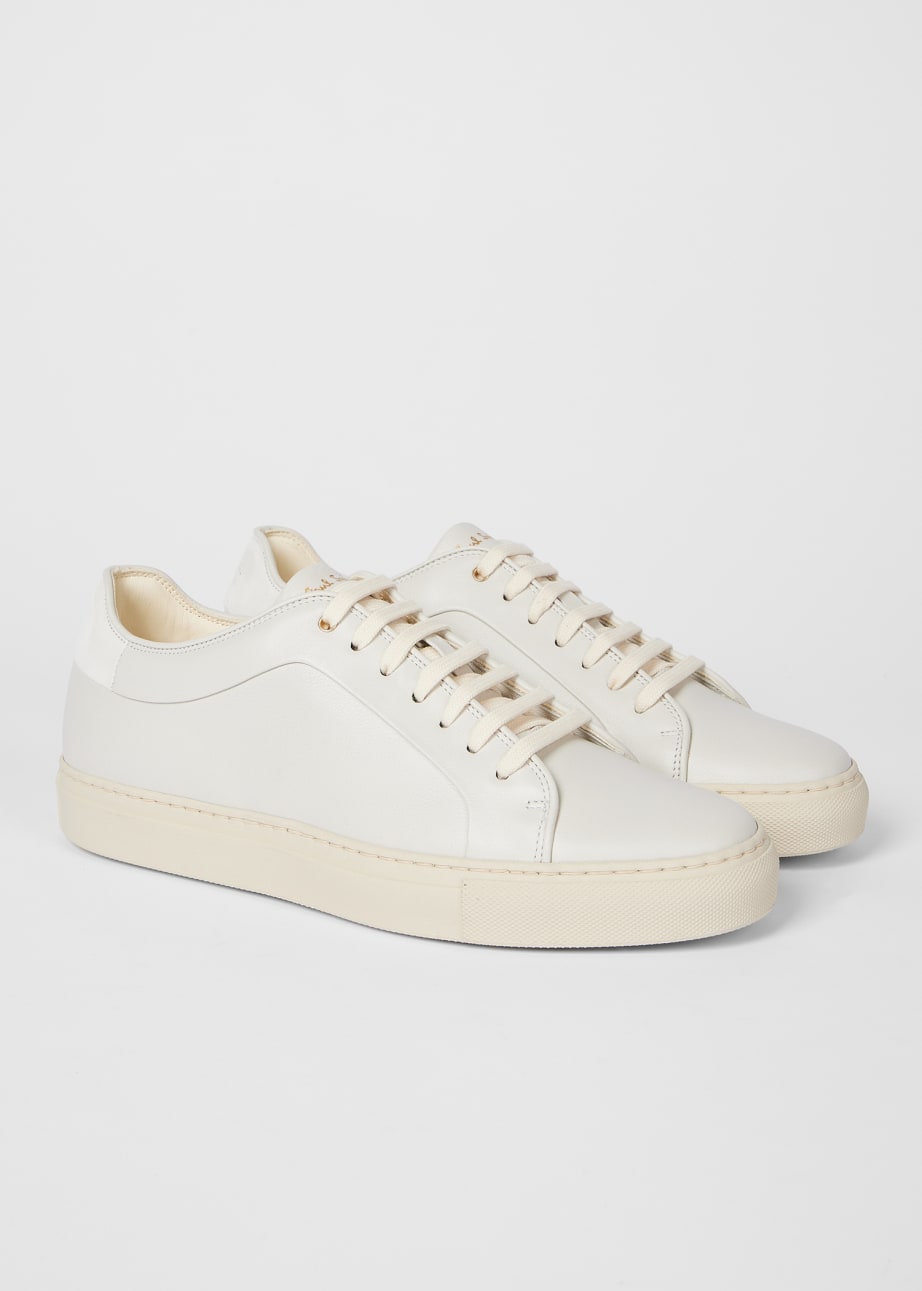 Product view - Cream White Leather 'Basso' Trainers Paul Smith