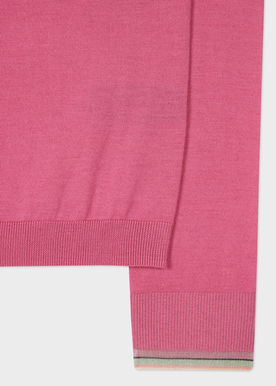 Women s Pink Knitted Merino Crew Neck Sweater