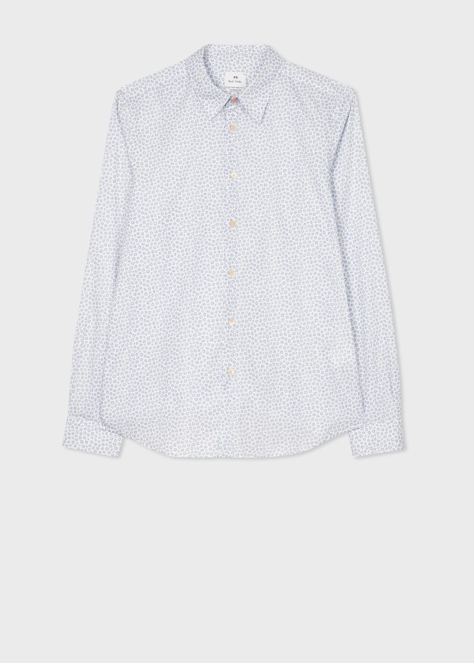 Product view - Tailored-Fit White and Blue 'Ditsy Floral' Print Shirt Paul Smith