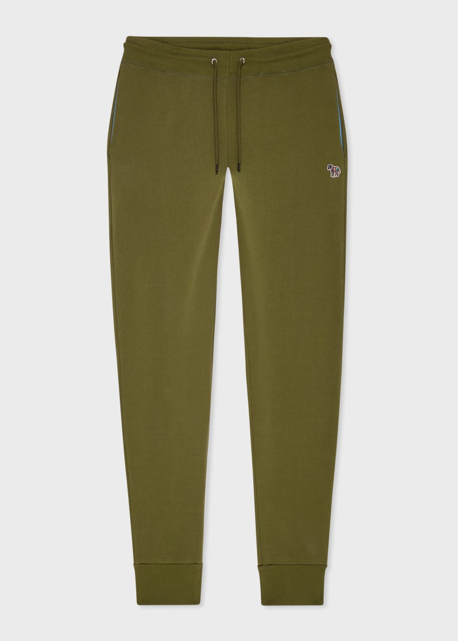 Front View - Slim-Fit Khaki Organic Cotton Zebra Logo Sweatpants Paul Smith