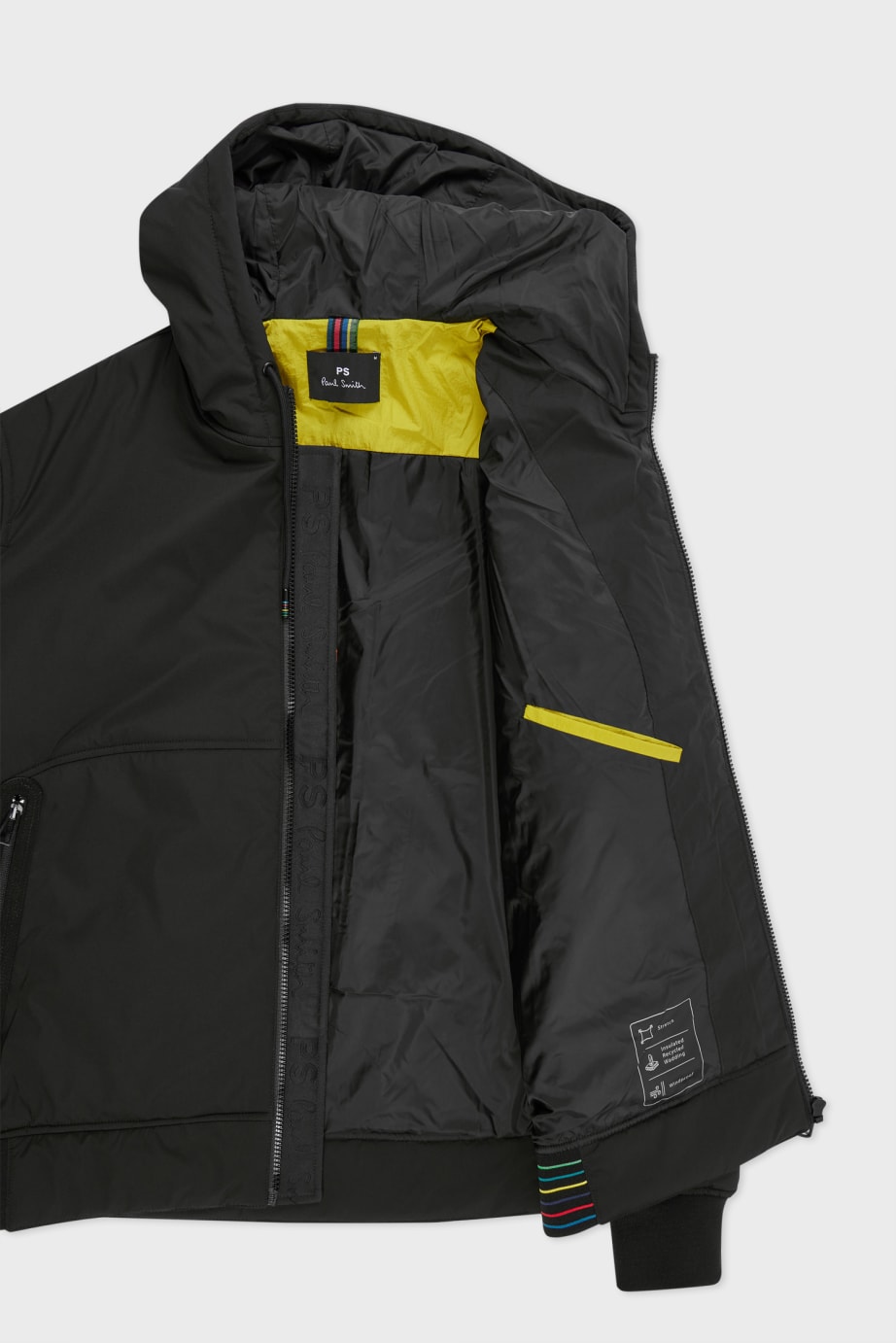 Men s Black Mixed Media Hooded Jacket