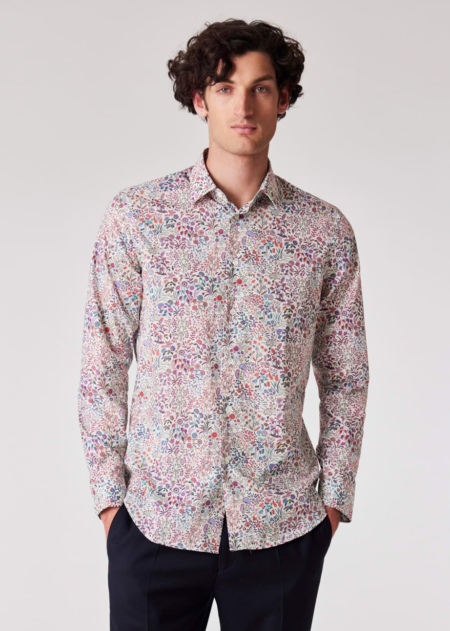 Model view - Tailored-Fit Multicolour 'Liberty Floral' Print Shirt Paul Smith