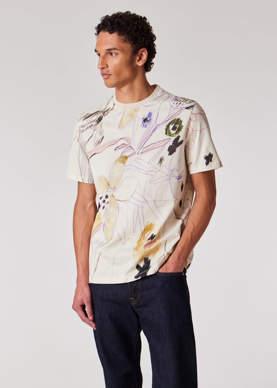 Model View - 'Sketchbook Botanical' Print T-Shirt Paul Smith