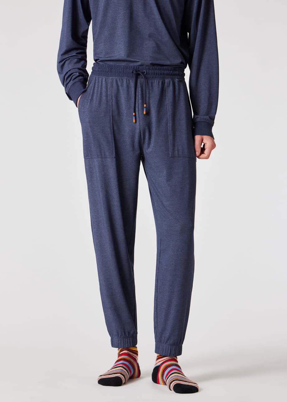 Model View - Denim Blue Modal-Blend Lounge Pants Paul Smith