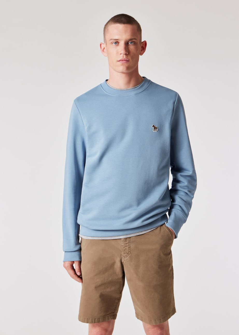 Model View - Blue Zebra Logo Organic Cotton Sweatshirt Paul Smith