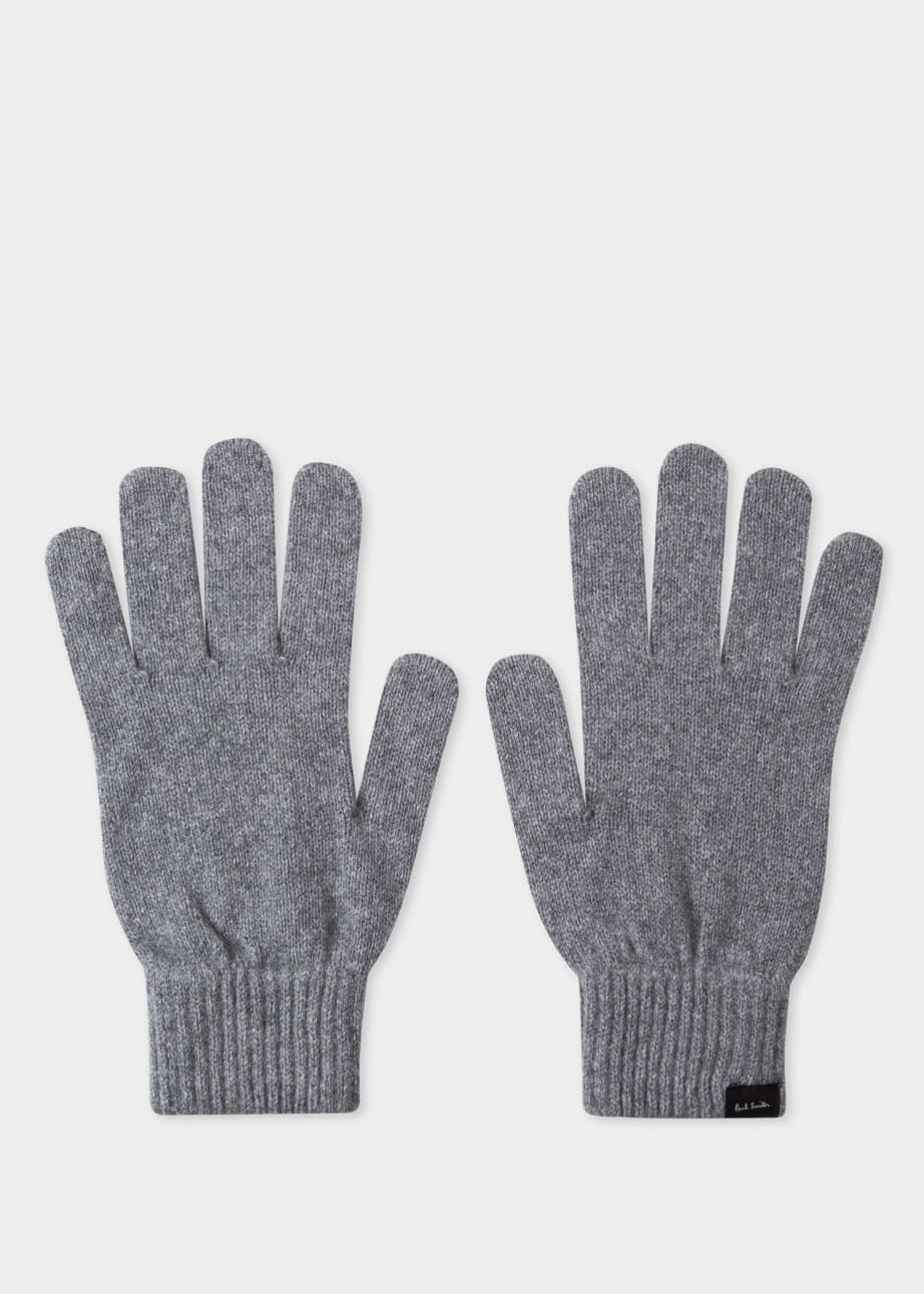 Product View - Men's Grey Cashmere And Merino Wool Gloves by Paul Smith