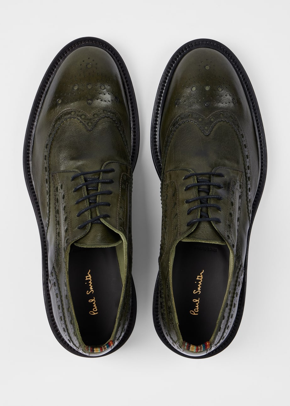 Men s Dark Green Leather Langley Brogues