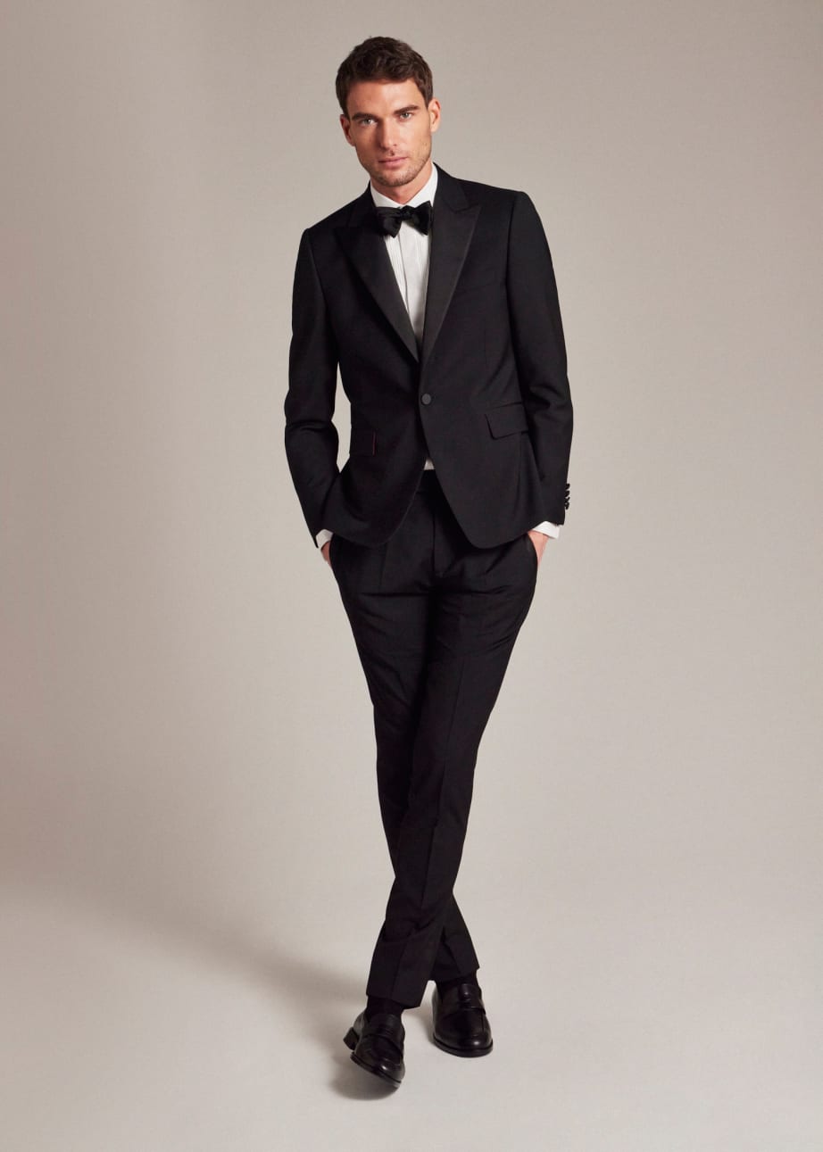 Model View - The Soho - Tailored-Fit Black Wool-Mohair Evening Suit by Paul Smith