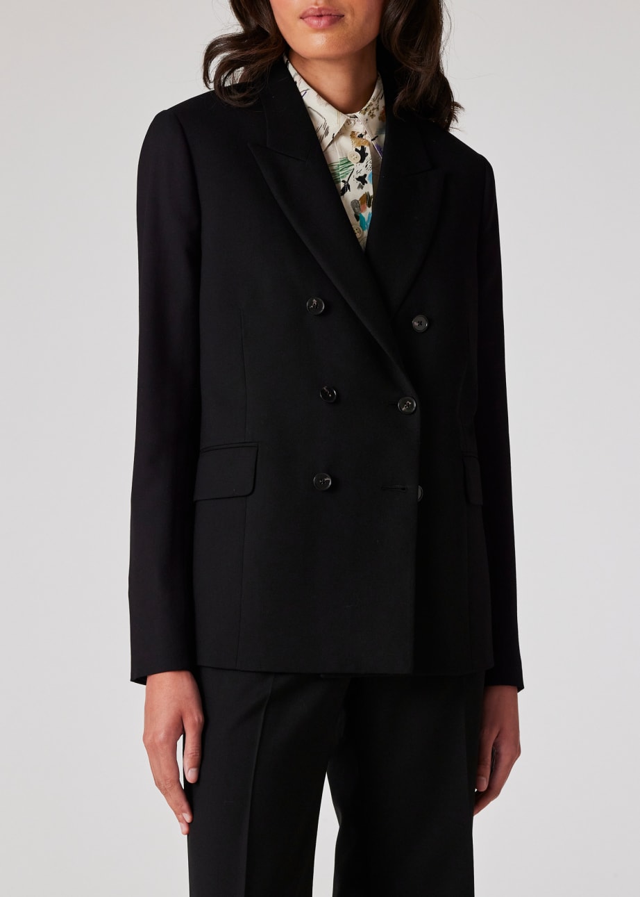 Women s A Suit To Travel In Black Wool Double Breasted Blazer