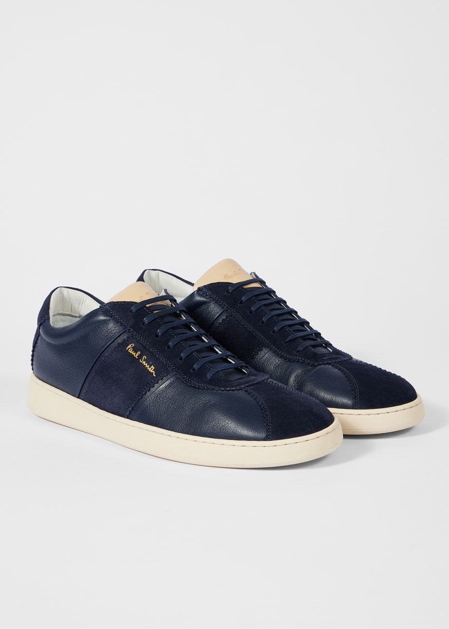 Men s Navy Leather Vantage Trainers