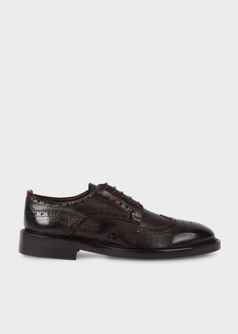 Side View - Dark Brown 'Langley' Brogues Paul Smith