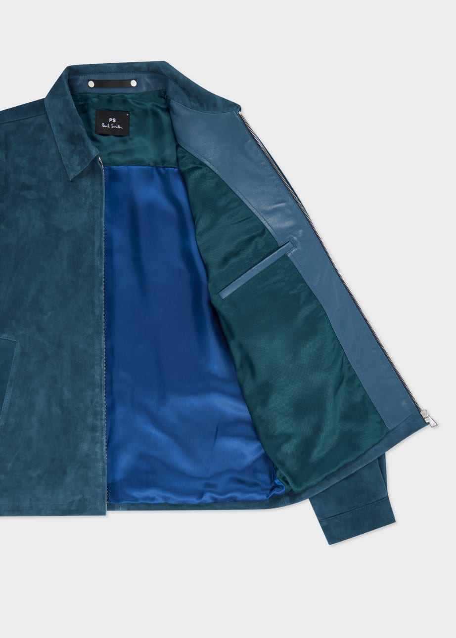 Detail View - Petrol Blue Suede Jacket Paul Smith