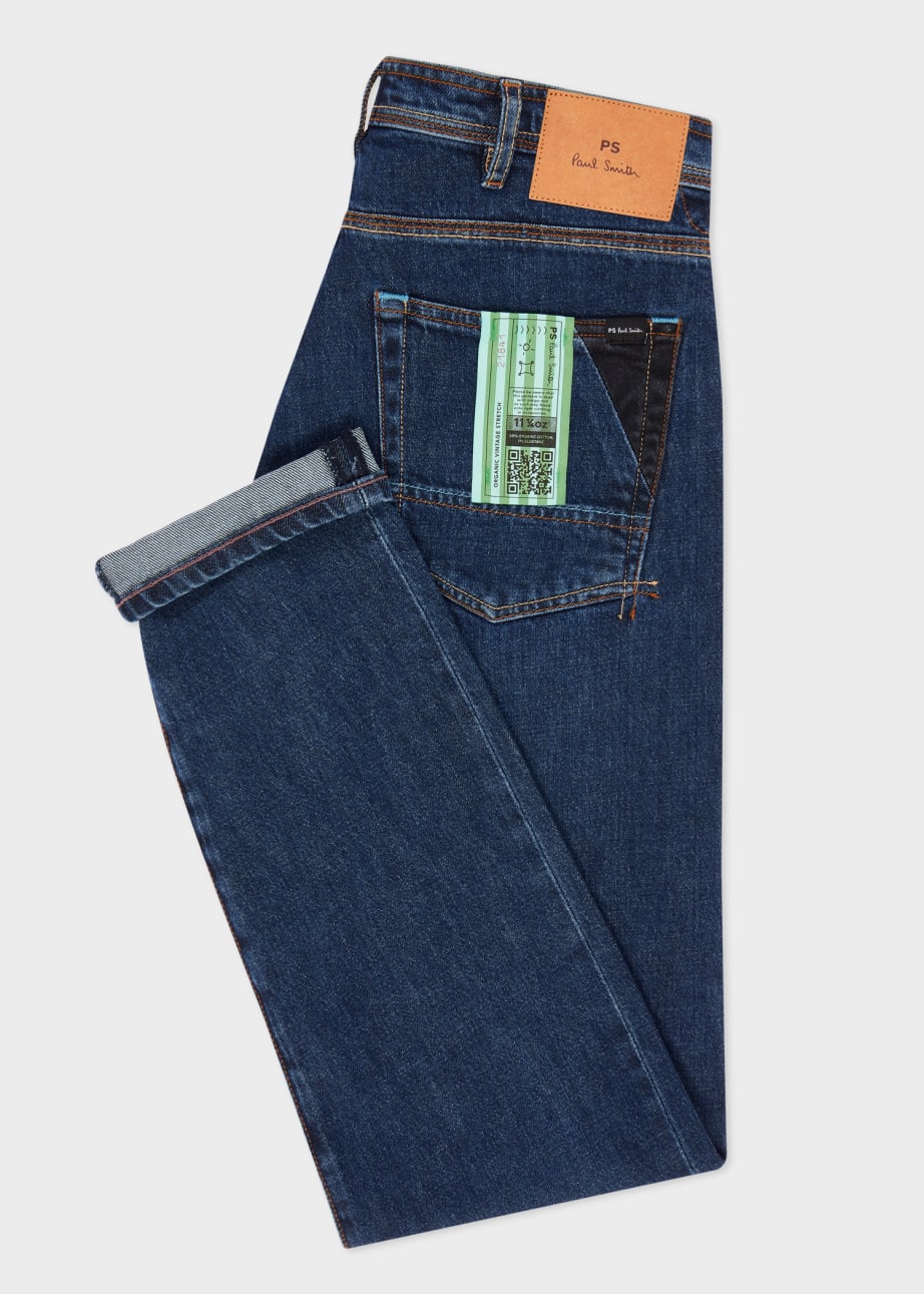 Product view - Tapered-Fit 'Organic Vintage Stretch' Dark-Wash Jeans Paul Smith