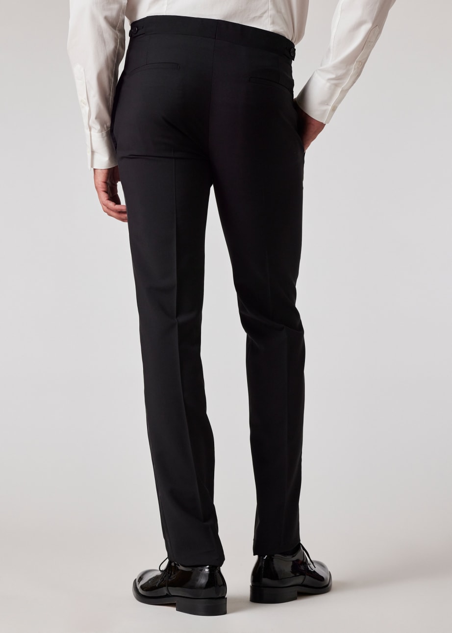Men s Black Slim Fit Wool And Mohair Blend Evening Trousers
