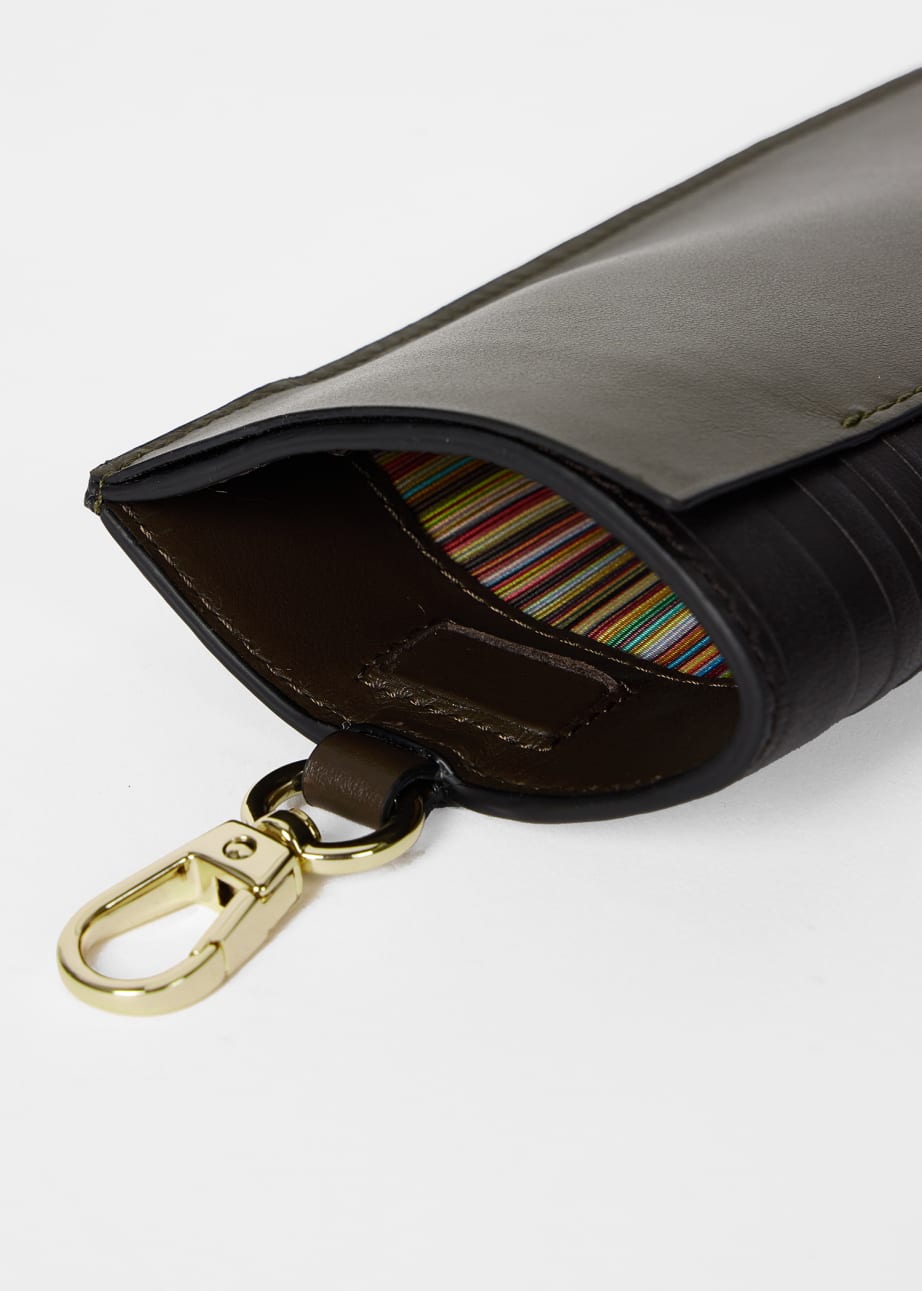 Detail View - Leather 'Shadow Stripe' Sunglasses Case Paul Smith