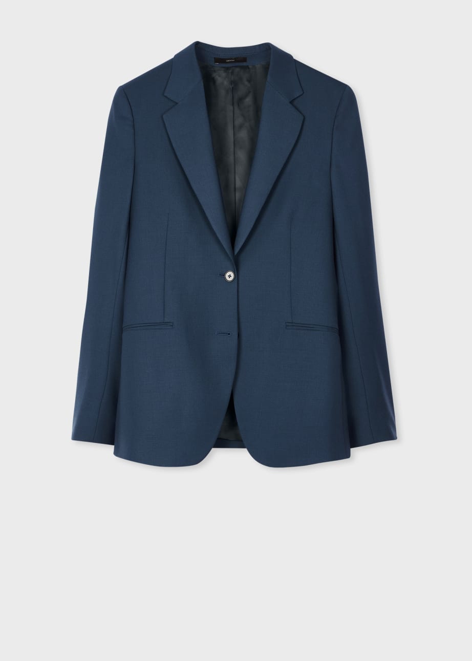 Front View - Women's A Suit To Travel In - Petrol Blue Wool Two-Button Blazer Paul Smith