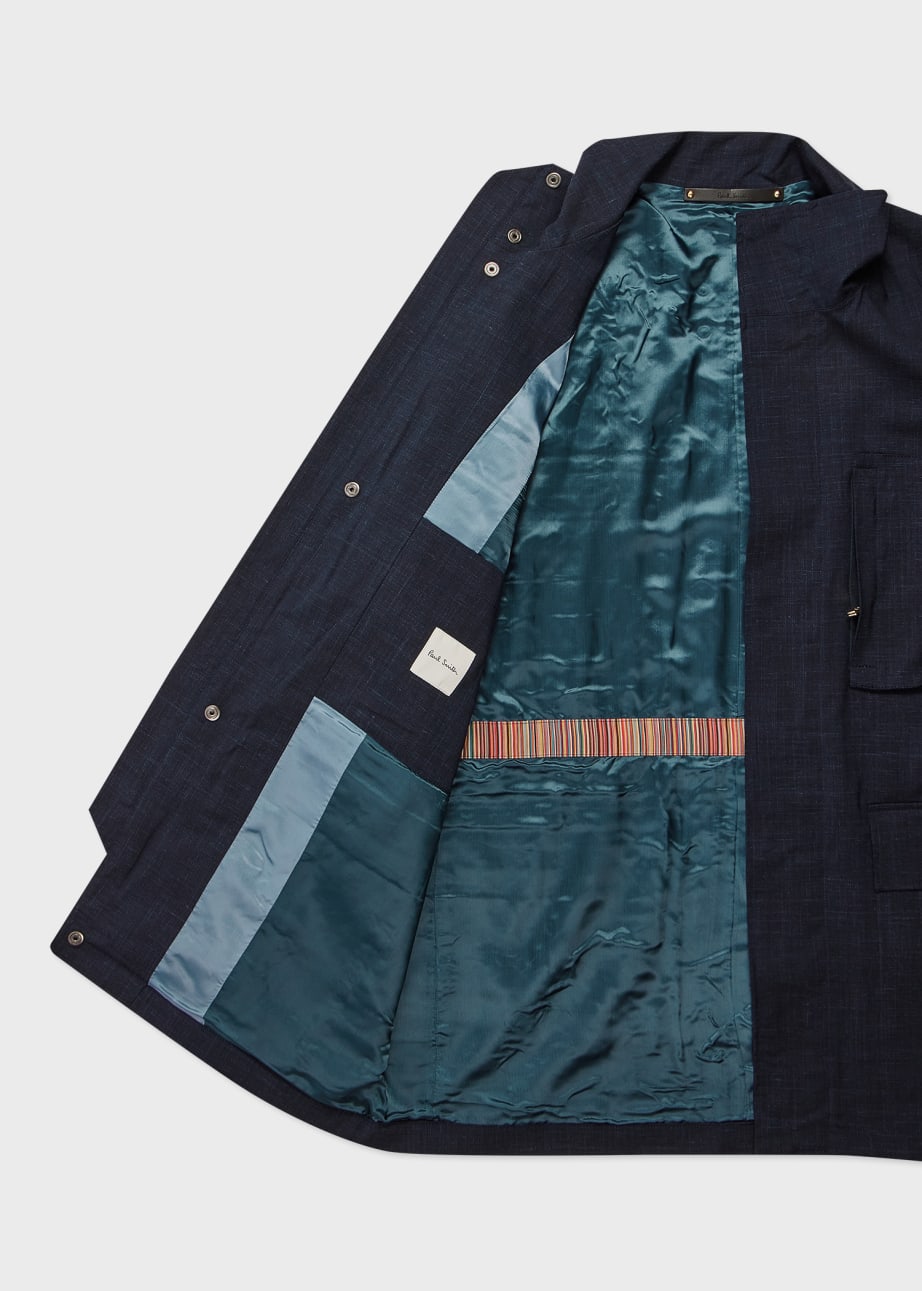 Paul Smith Navy Wool Linen Water Resistant Field Jacket Size Xs
