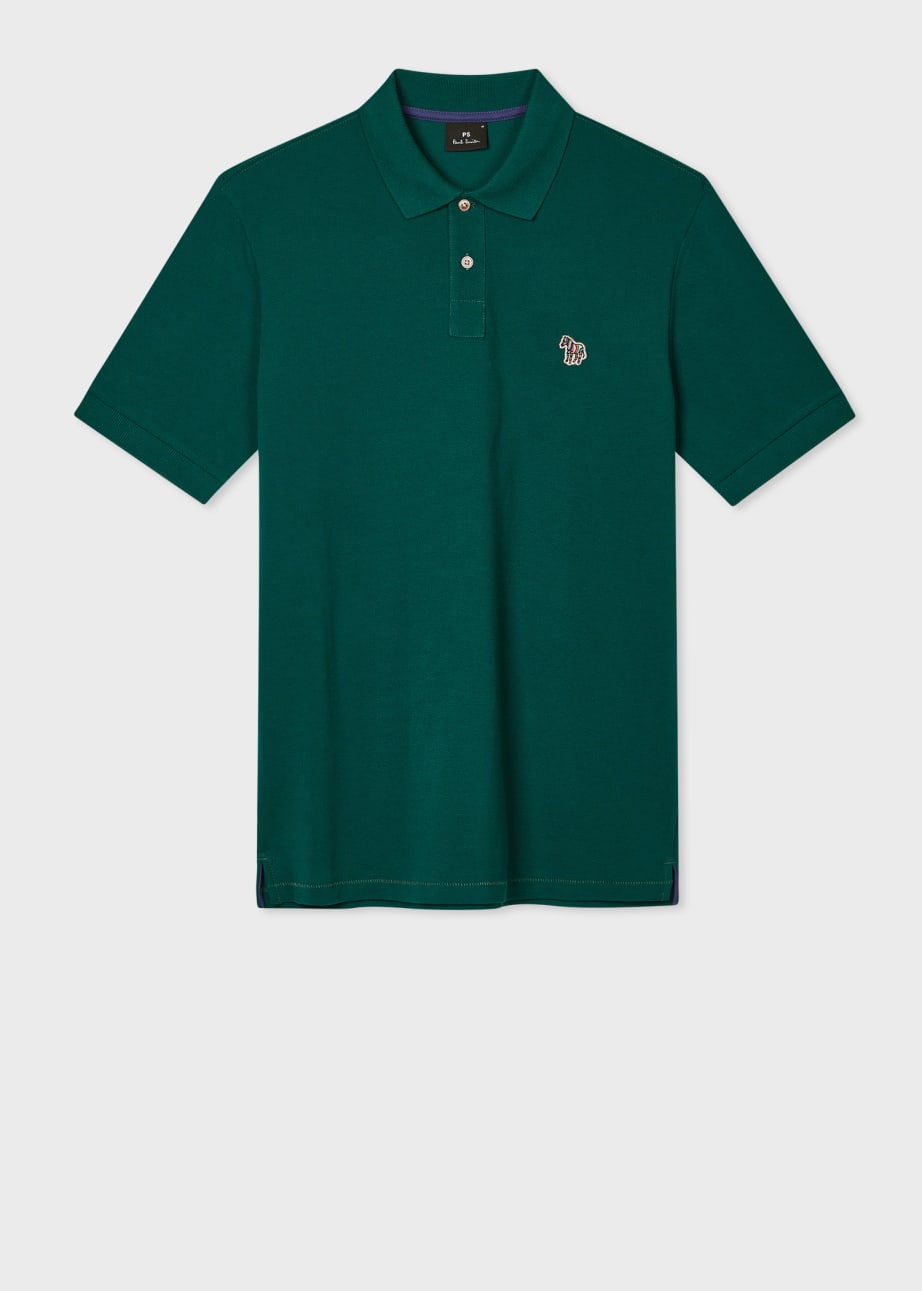 Men s Dark Green Organic Cotton Zebra Polo Shirt