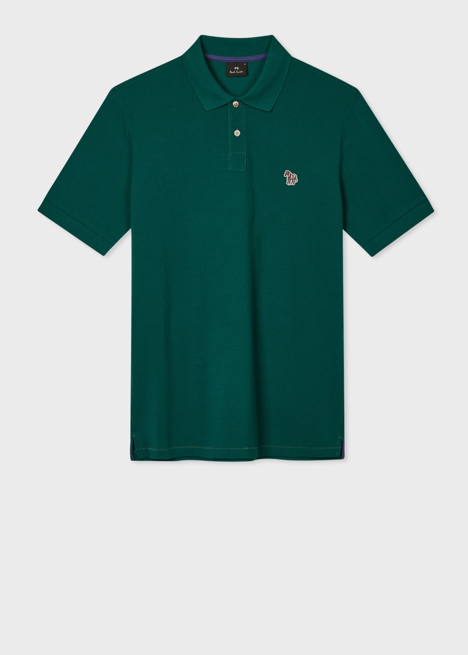 Product View - Men's Dark Green Organic Cotton Zebra Polo Shirt by Paul Smith