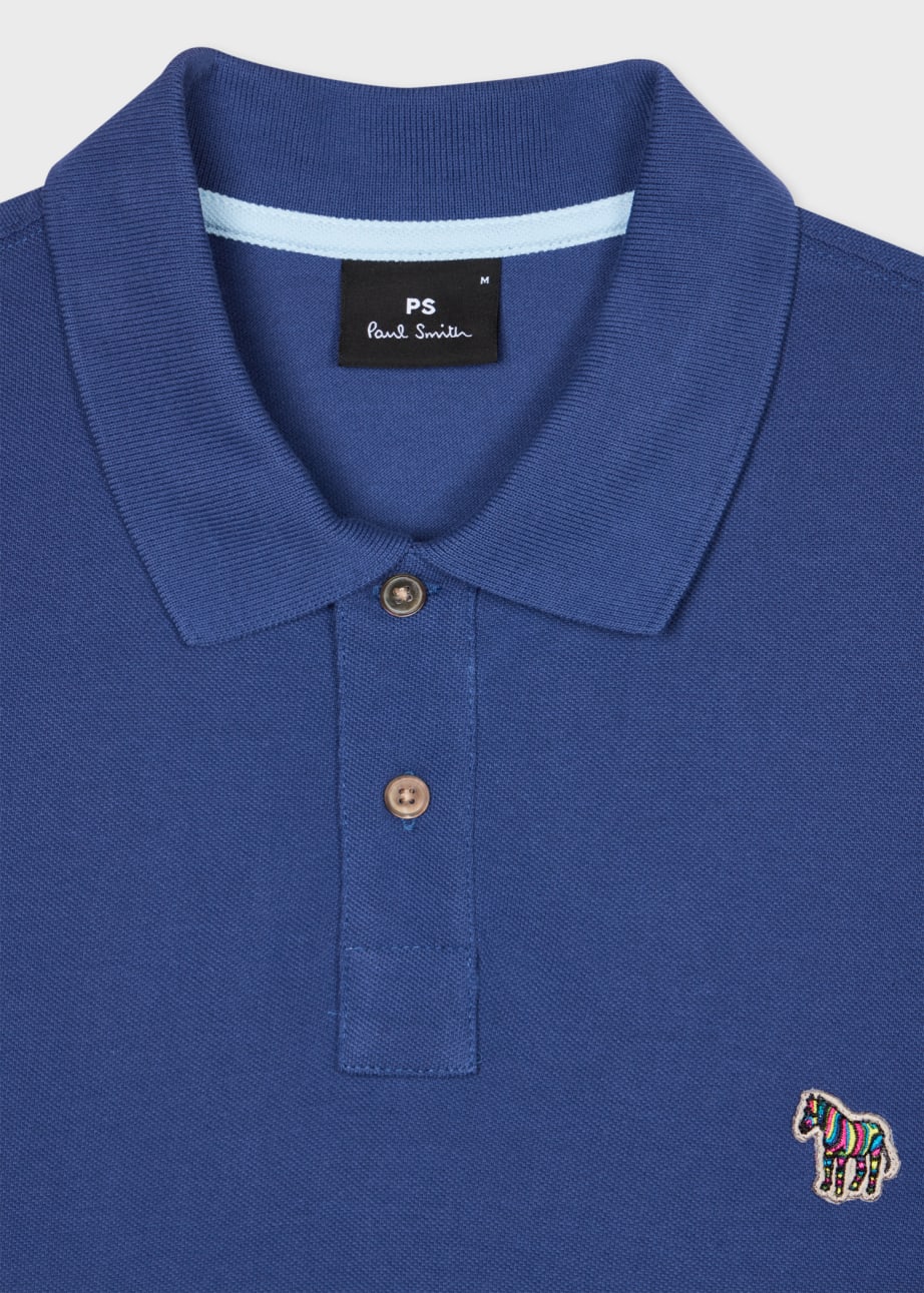 Product view - Indigo Blue Long-Sleeve Zebra Logo Polo Shirt Paul Smith